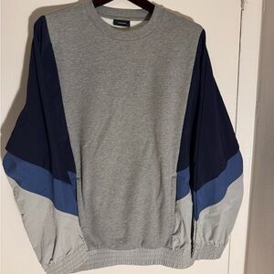 Zanerobe Men's Gray and Blue Crewneck Sweater